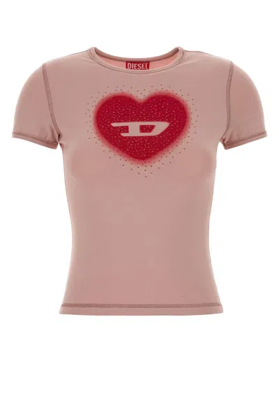 DIESEL DIESEL PINK STRETCH COTTON T SHIRT