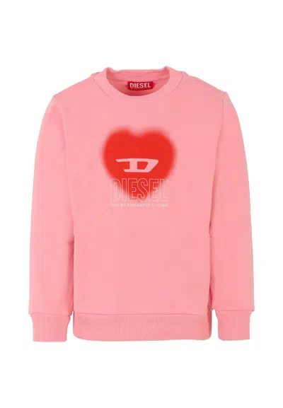 Diesel Kids' Pink Sweatshirt For Girl With Heart
