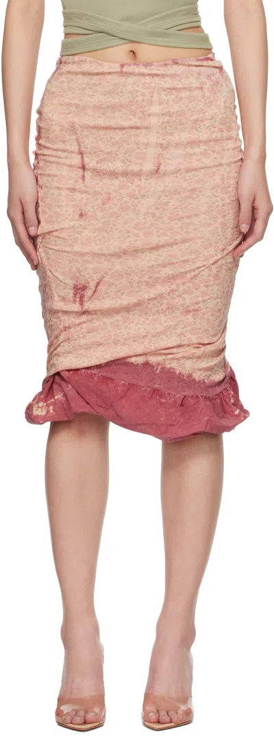 Diesel Pink Treated Double-layer Puffy Hem Miniskirt In Multi