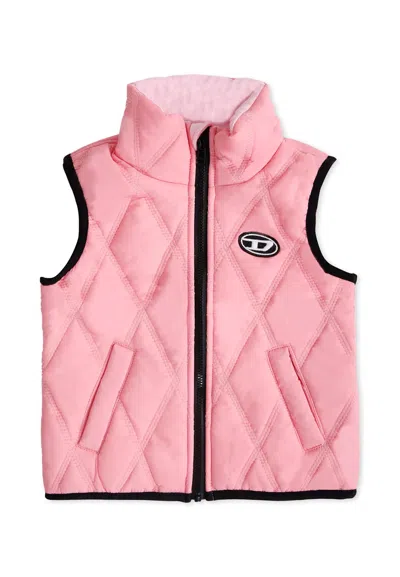 Diesel Pink Vest For Baby Girl With Logo