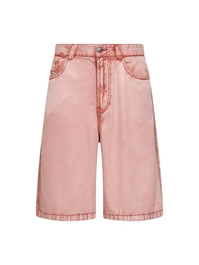 Diesel Pink Washed Viscose P-desi Bermuda Shorts
