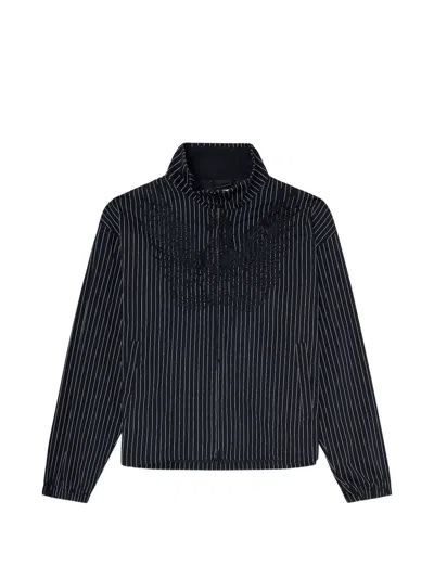 Diesel Pinstripe Phoenix-embroidered Jacket In Blue