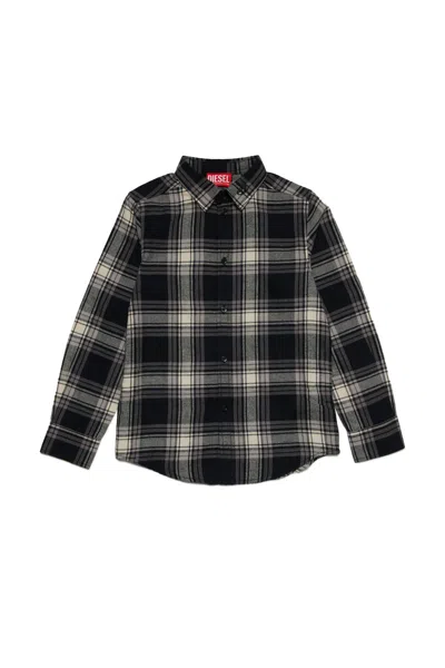 Diesel Kids' Hemd Mit Karomuster In Black