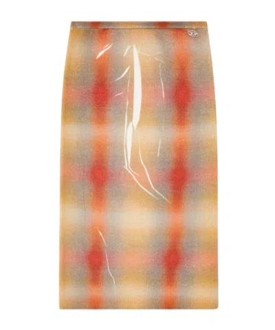 Diesel Plaid Logo Detail Skirt In Multi