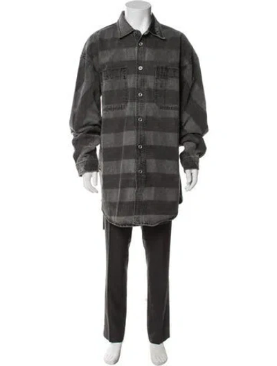 Pre-owned Diesel Plaid Print Denim Jacket In Gray