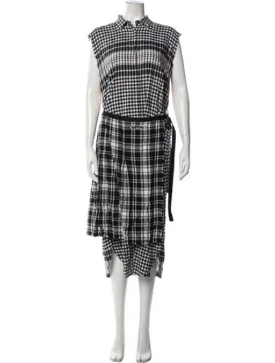 Pre-owned Diesel Plaid Print Midi Length Dress In Black