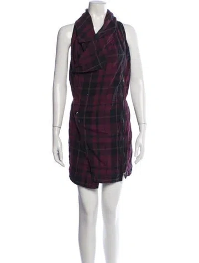 Pre-owned Diesel Plaid Print Mini Dress In Black/burgundy