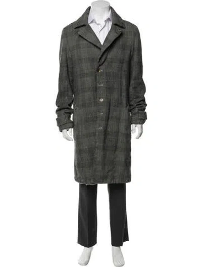 Pre-owned Diesel Plaid Print Overcoat In Green