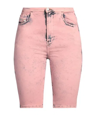 Diesel Plain Colour Denim Shorts In Pink