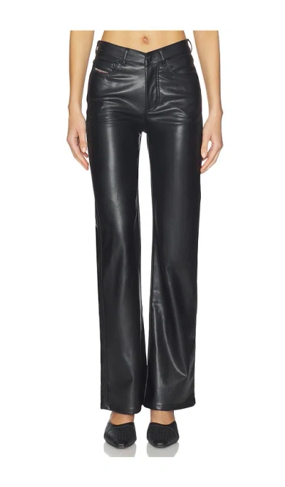 Diesel Plain Leather Pant In Black