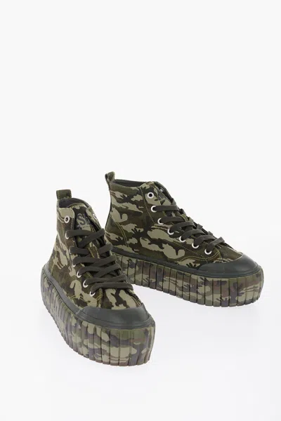 Diesel Woman Sneakers Military Green Size 5 Cotton