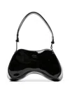 Diesel Nero Structured Shoulder Bag With Glossy Finish In Black