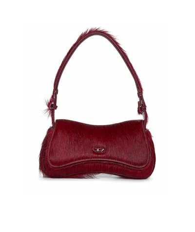 Diesel Play Calf-leather Clutch In Red