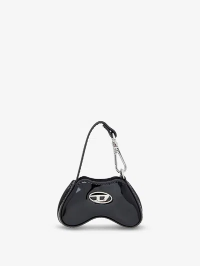 Diesel Play Charm Shiny Keychain In Black