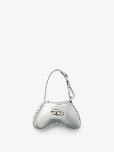 Diesel Play Charm Shiny Keychain In Silver