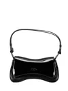 Diesel Curved Black Play Clutch With Glossy Finish And Magnetic Closure In Black