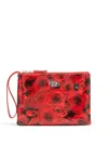 Diesel Pouch In Printed Glossy Pu In Red
