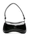 Diesel Women Play Clutch Patent Fabric Shoulder Bag In Black