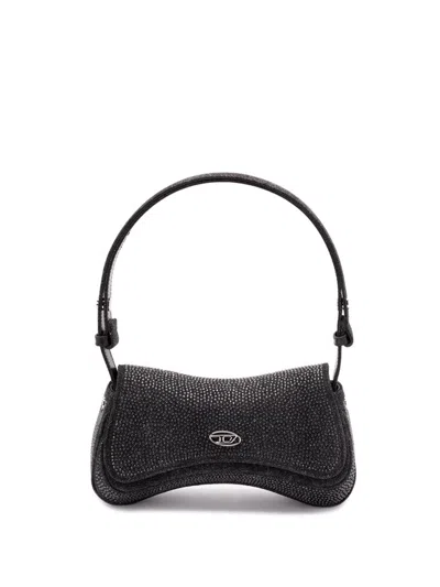 Diesel `play Clutch` Crystal Clutch In Solarised Denim In Black