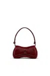 Diesel Bordeaux Synthetic Fur Shoulder Bag With Logo In Red