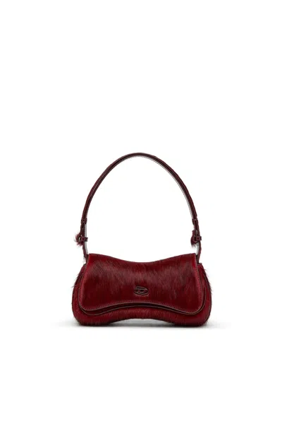 Diesel Play-clutch In Coloured Hairy Leather In Red