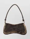 Diesel Furry Design Cow Leather Play Clutch Bag In Black