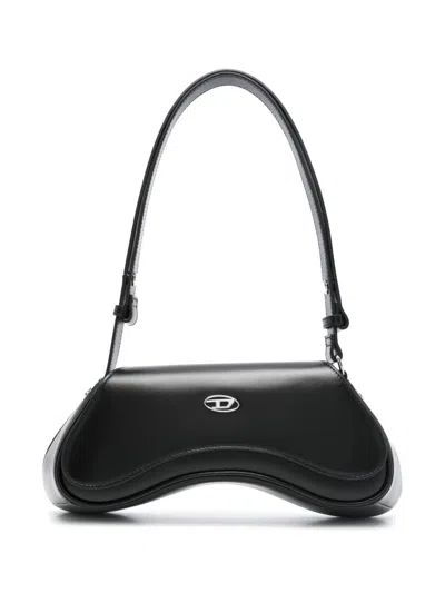 Diesel Play Logo Plaque Shoulder Bag In Black