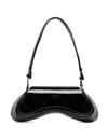 Diesel Women Play Crossbody Patent Fabric Bag In Black