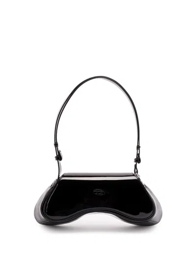 Diesel `play Crossbody` Crossbody Bag In Glossy Pu In Black
