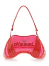 Diesel Play Pink Shoulder Bag With Logo Detail On The Front In Eco-leather Woman In Pink