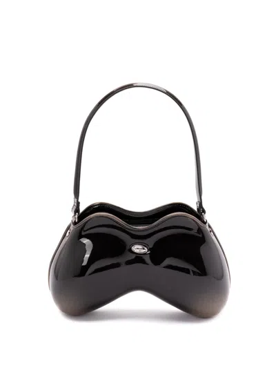 Diesel Double-d Bag In Black Patent Leather