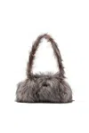 Diesel Faux-fur Top-handle Shoulder Bag In Gray