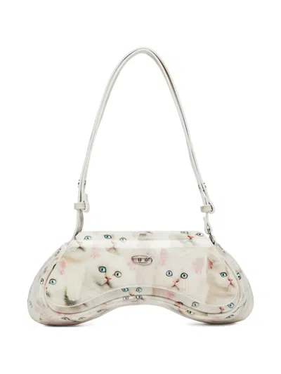 Diesel Play-glossy Schultertasche In White