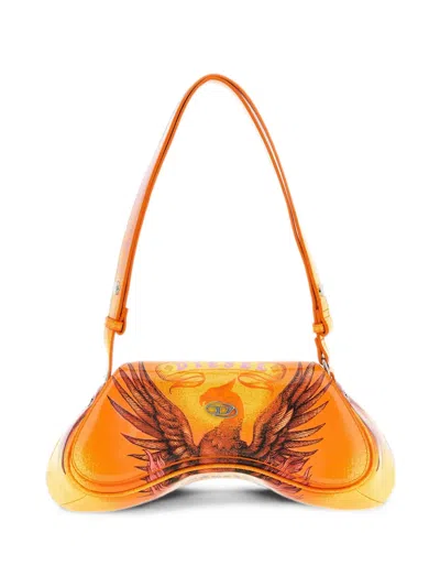 Diesel Play Graphic-print Crossbody Bag In Orange