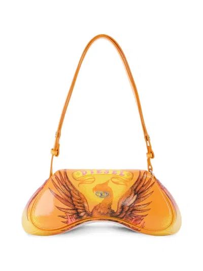 Diesel Play Graphic-print Shoulder Bag In Orange