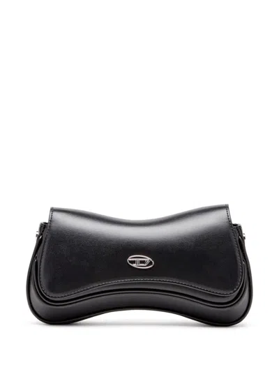 Diesel Curved Silhouette Clutch With Adjustable Strap In Black