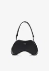 Diesel Play-semi Gloss Leather Shoulder Bag In Black