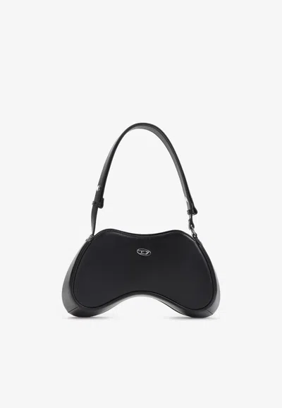 Diesel Play Leather Shoulder Bag In Black