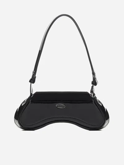 Diesel Curved Black Play Clutch With Glossy Finish And Magnetic Closure