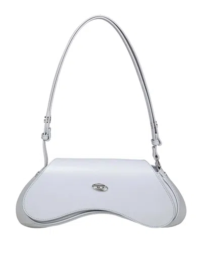 DIESEL PLAY LEATHER SHOULDER BAG GREY