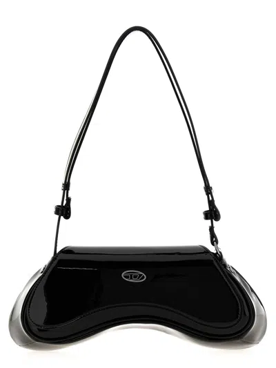 Diesel Play Logo Plaque Shoulder Bag  In Black