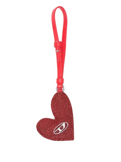 Diesel Play Mirror Heart-logo Charm In Red