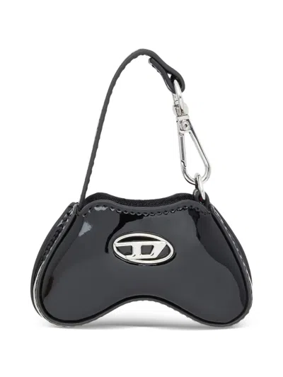 Diesel Play Oval-d Bag Charm In Black