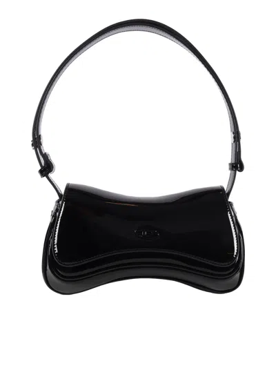 Diesel Play Patent Curved Silhouette Clutch In Black