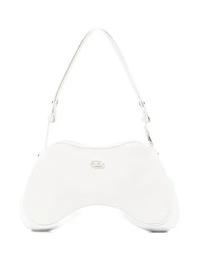 Diesel Play Patent Shoulder Bag In White