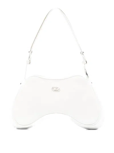 Diesel Play Patent Shoulder Bag In White