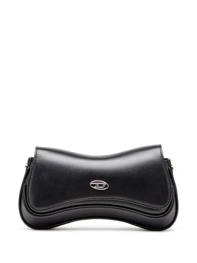 Diesel Curved Silhouette Clutch With Adjustable Strap In Black