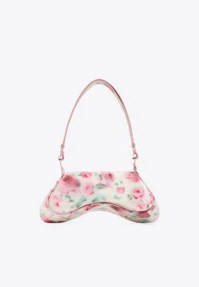 Diesel Play Rose Print Shoulder Bag In White
