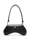 Diesel Play-semi Gloss Leather Clutch In Black