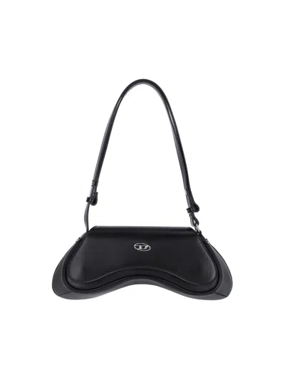 Diesel Play Logo Plaque Shoulder Bag In Black